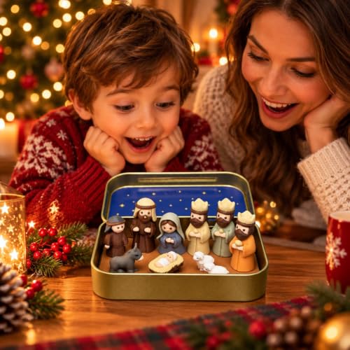 Mini Nativity Scene Set 10-Piece Pocket Size, Plastic Holy Family Figurines - image 3