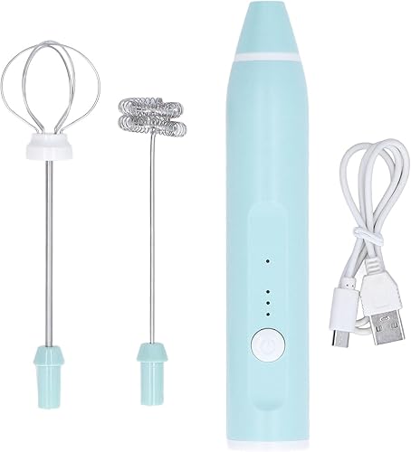 Miniatura 1 de Espumador de leche de mano, batidora de inmersión inalámbrica, máquina de espuma recargable por USB, mezclador pequeño con 2 cabezales para batir