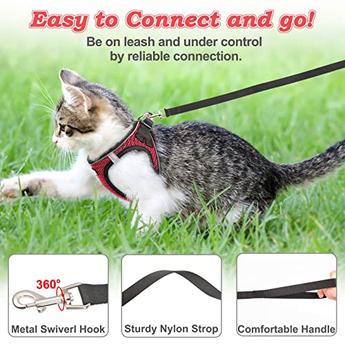 Cat Harness and Lead Set for Walking Escape Proof Adjustable Kitten Vest Harness Reflective Soft Mesh Puppy Vest for Outdoor Comfort Fit - Image 3