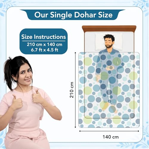 Image of Divine Casa 120 GSM Cotton Printed Soft Lightweight Winter Dohar,AC Blanket,for Single Bed Size (43 x 86 inches, Blue Grotta)| TC - 120