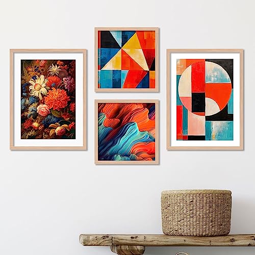 Image of kotart Aesthetic Wall Decor Paintings with Frame for Home Decoration - Painting for Living Room Bedroom Office - Framed Painting for Wall Decoration - Pack of 4 (Art 1, Small (10x13 or 10x10 inch))