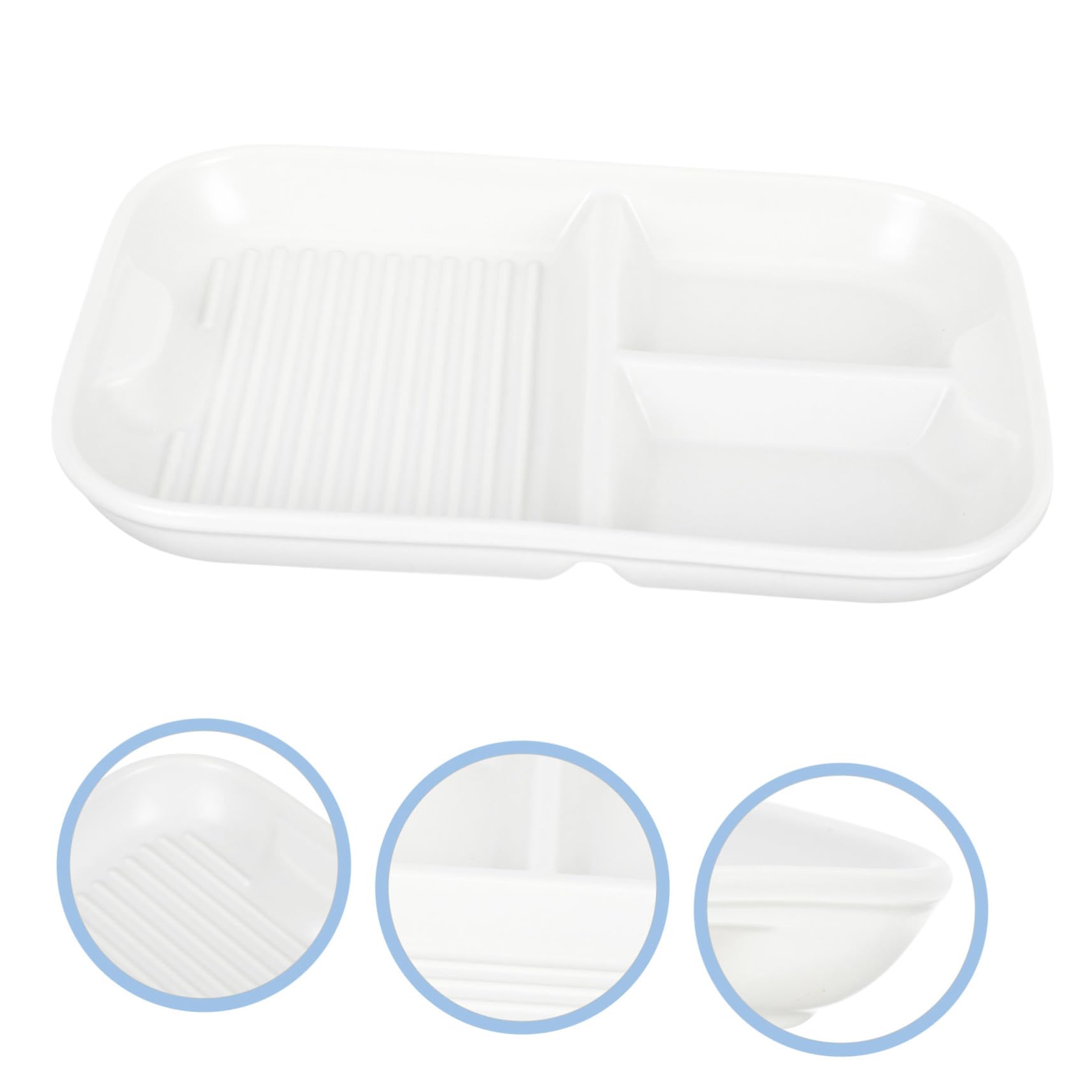 TOYANDONA Assiette Compartimentée en Céramique Blanche 3 Compartiments, Surface Lisse et Brillante, Repas en Famille Réunions Festives