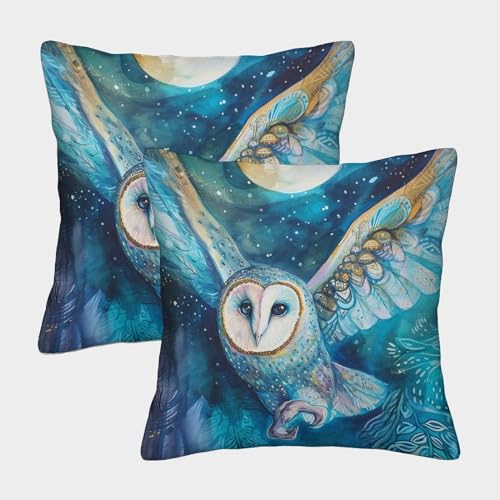 QBIREX Fundas de Almohada de búho Blanco (2 Unidades), hipoalergénicas, para sofá, Silla o Dormitorio, Decorativas, 45 x 45 cm