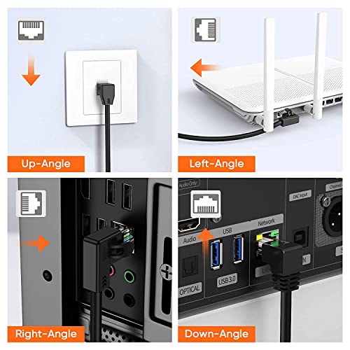 Image of CableCreation Short Cat6 Shielded Extension Cable 1.6FT Down Angle, FTP Cat6 Ethernet Cord Patch Cable, 0.5M / Black