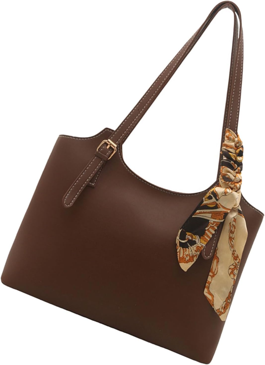 Shoulder Bag Retro Handbag with Silk Scarf Decoration Fashionable PU Leather Top Handle Bag for Various Occasion