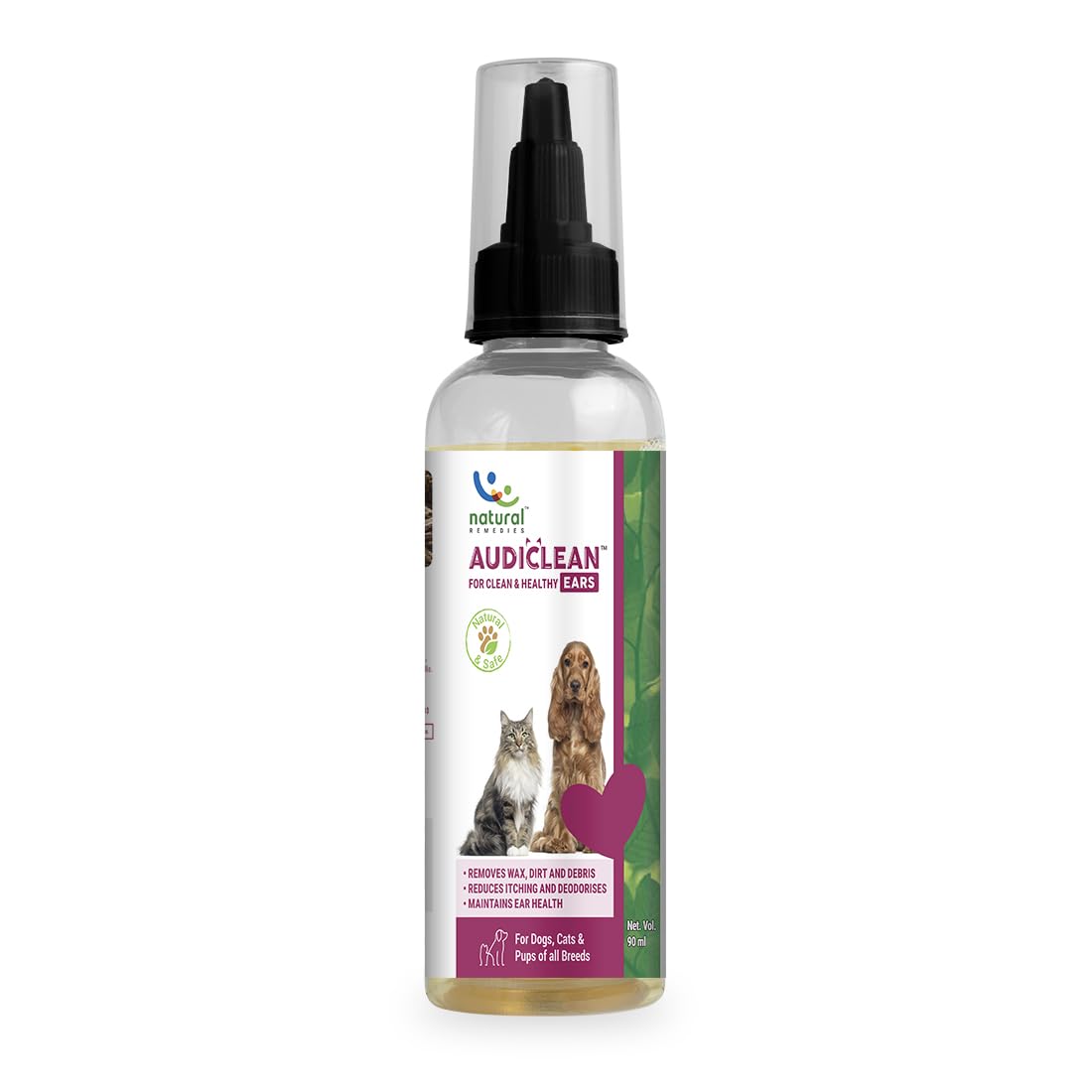 Natural RemediesAudiclean for Clean and Healthy Ears | Removes Excessive Wax, Dirt and Debris | Reduces Itching and Deodorises for Dogs, Cats & Pups of All Breeds, 90 ml