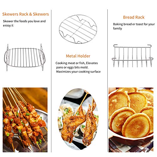 GEEZO 7 Inch Fryer Accessories XL, 16 Pcs Deep Fryer Accessories with Recipe Cookbook Compatible for Gowise Ninja Cosori Cozyna Philips Power 4.2Qt - 5.8Qt Deep Fryer - Thumbnail 2