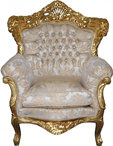 Casa Padrino King Mod2 Fauteuil baroque avec strass Crème/doré 85 x 60 x 116 cm