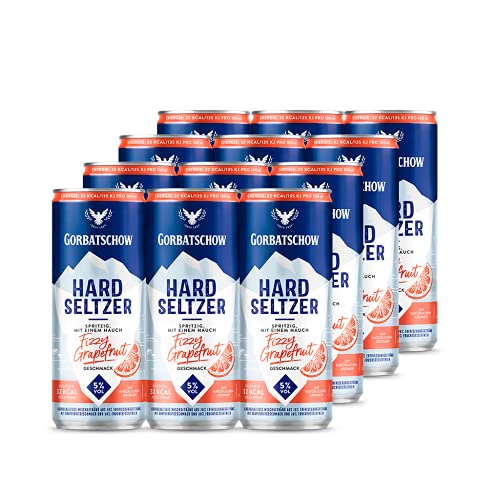 Gorbatschow Hard Seltzer Fizzy Grapefruit (12 x 0,33 l) - Kalorienarmes, alkoholhaltiges Mischgetränk mit 5 Prozent vol., erfrischend-fruchtig im Geschmack mit natürlichen Fruchtaromen, low calorie Cover