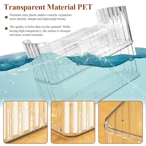 NAROSEBE Make UP Organizer Kosmetik Schmink Organizer Aufbewahrungbox Stapelbarer Kosmetikpinsel Schminkbox Aufbewahrung Acryl Cosmetic Hautpflege Organizer für Accessoires Schmuck (Transparent)