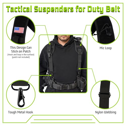 Image of MELOTOUGH Metal Hook Tactical Suspenders for Duty Military Belt Harness Police Suspenders Law Enforcement Belt