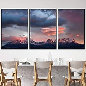 signwin 3 Piece Framed Canvas Wall Art Mountain...