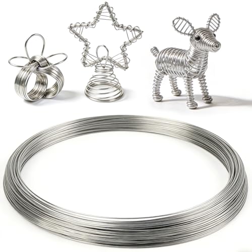 sturiz Edelstahldraht 1.5mmx60M Basteldraht Aluminiumdraht Silberdraht Aludraht Stahldraht Federstahldraht Draht Basteln Federdraht Bindedraht Schmuckdraht Modellierdraht für DIY Bastelarbeiten