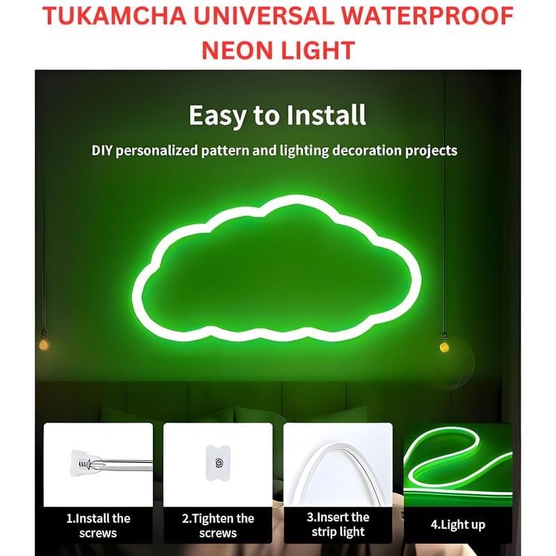 Image of 16.4 Feet LED Neon Strip Light | 12V Adapter, Waterproof IP65, Silicone Flexible Rope Light for Home Wall Decor & Gaming Room| Led Strip Lights | Neon Lights 5 Meter | (Green)