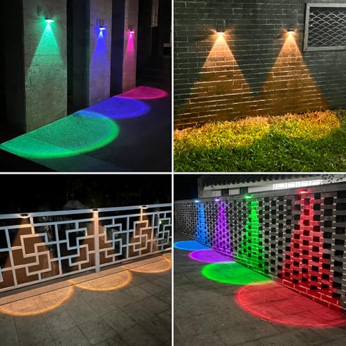 Ellasay Solar Fence Lights Outdoor Garden,10 Color Modes Garden Lights Solar Powered Waterproof For Outside Deck Patio Gate Yard Decoration-4Pack - 7