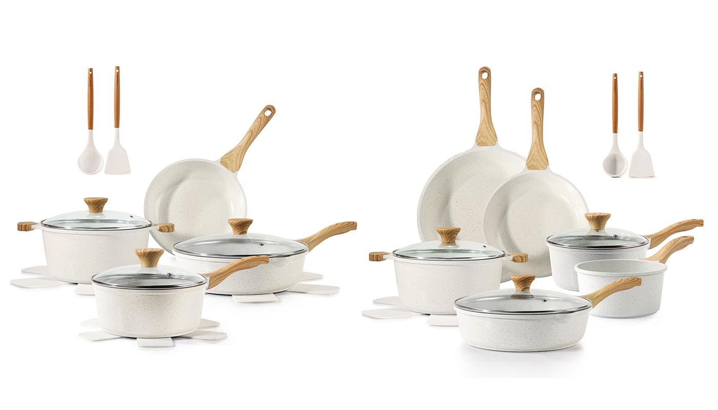 Amazon.com: SENSARTE Ceramic Cookware Sets, Pots and Pans Set Non