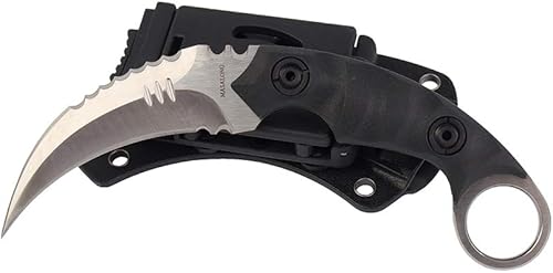 Miniatura 4 de MASALONG Garra de supervivencia al aire libre Cuchillo de dientes tácticos Cuchillo de hoja fija afilada de doble filo con funda (5CR arena luz