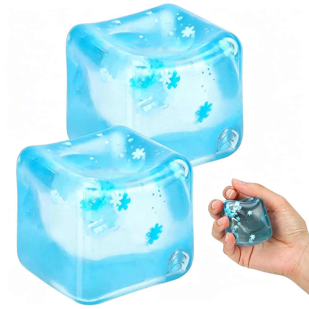 HATFRYF Ice Cube Fidget Toys, Ice Cube Stress Balls Fidget Toy, Portable Squishy Ball, Sensory Fidget Squeeze Cubes Toy, Presents Anxiety Relief Stress Cube for Adults(Blue) — image 1