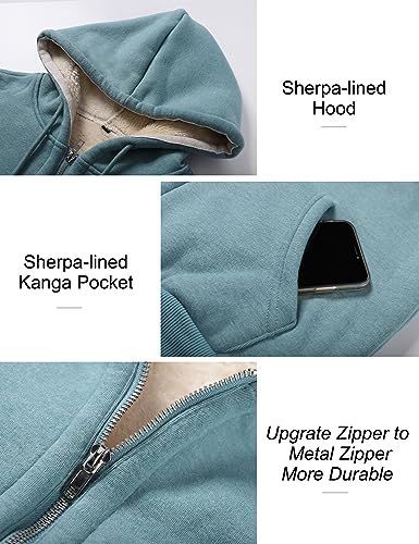Image of Flygo Womens Casual Winter Warm Sherpa Lined Full Zip Up Hoodie Sweatshirt Jacket