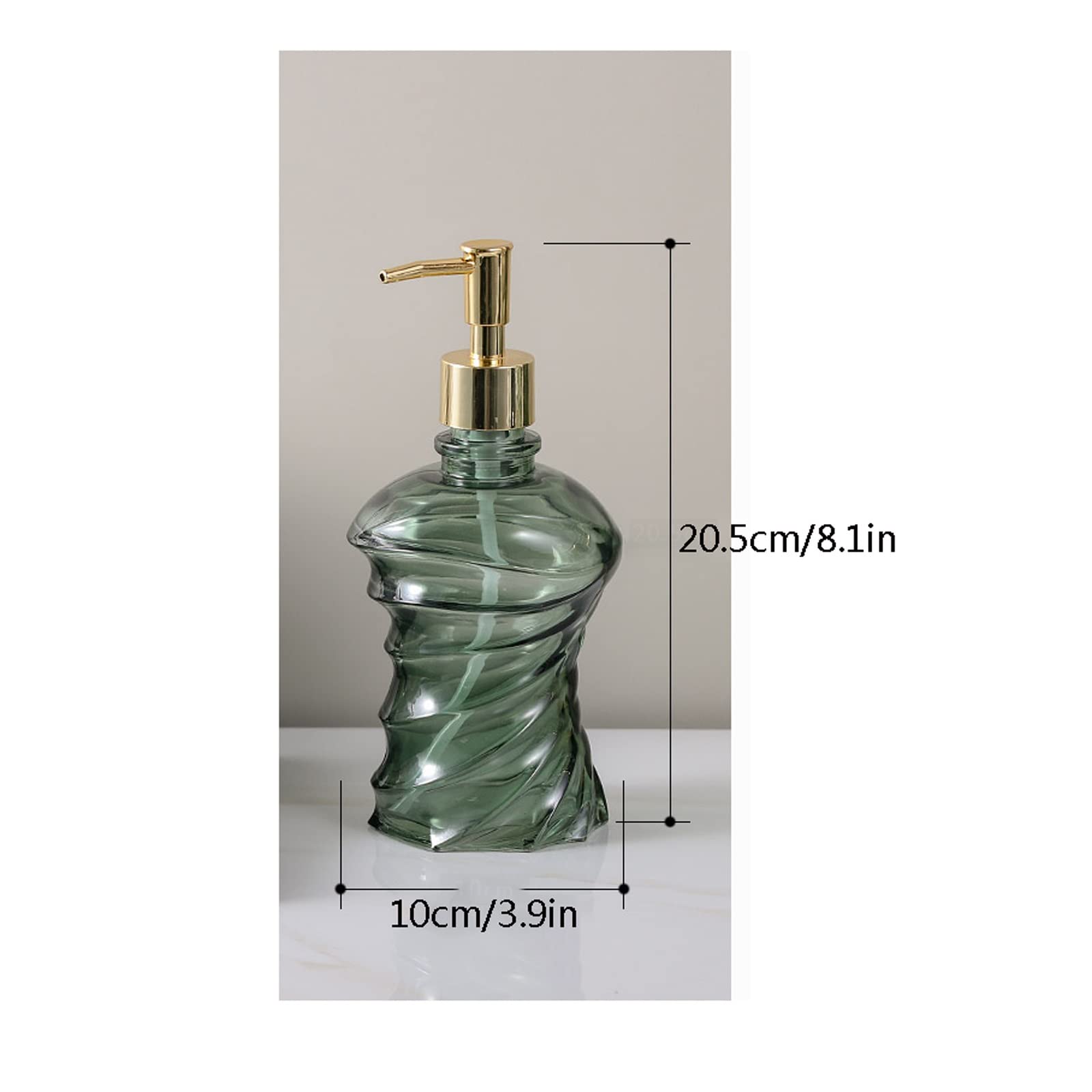 Dispenser di detersivo Liquido per Piatti, flacone in Vetro con Pompa, 390 ml, Contenitore Ricaricabile per Bagno, Lavanderia, Cucina e Piano di Lavoro.