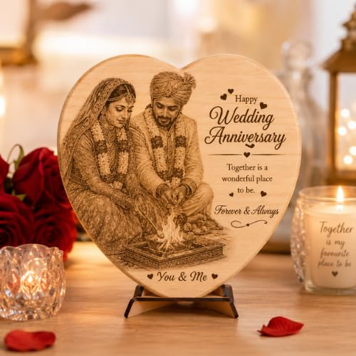 Image of Customized Personalised Engraved Wooden Photo Frame For Gift, All Shapes and Sizes for Everyone (Straight Heart-9x9)