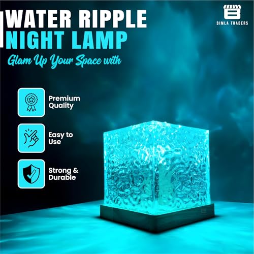 Image of Btag Water Ripple Night Light, Romantic Warm Ocean Wave Effect, Crystal Astronomy Night Table Lamp for Bedroom, LED Projection Lamp (Water Ripple)