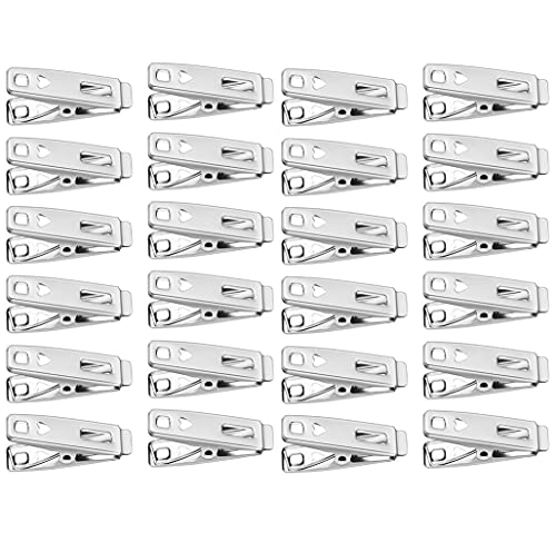 LATRAT 60 Pieces Stainless Steel Mini Heart Pegs Small Clothes Pegs for Multi-Purpose Clothes Towel Clothes Socks Snack Clip