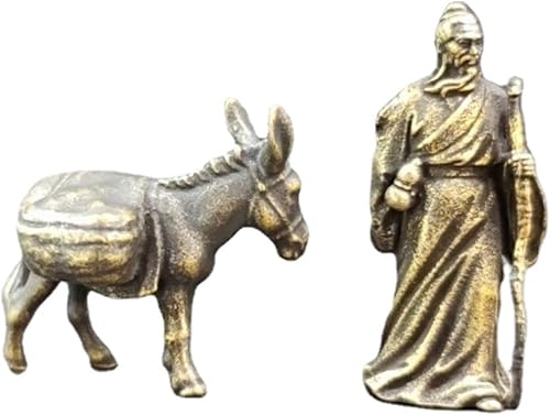 Figura negra hecha a mano creativa de cobre viejo y burro, figura de animal interesante de latón, escultura de estatua en miniatura, escultura de