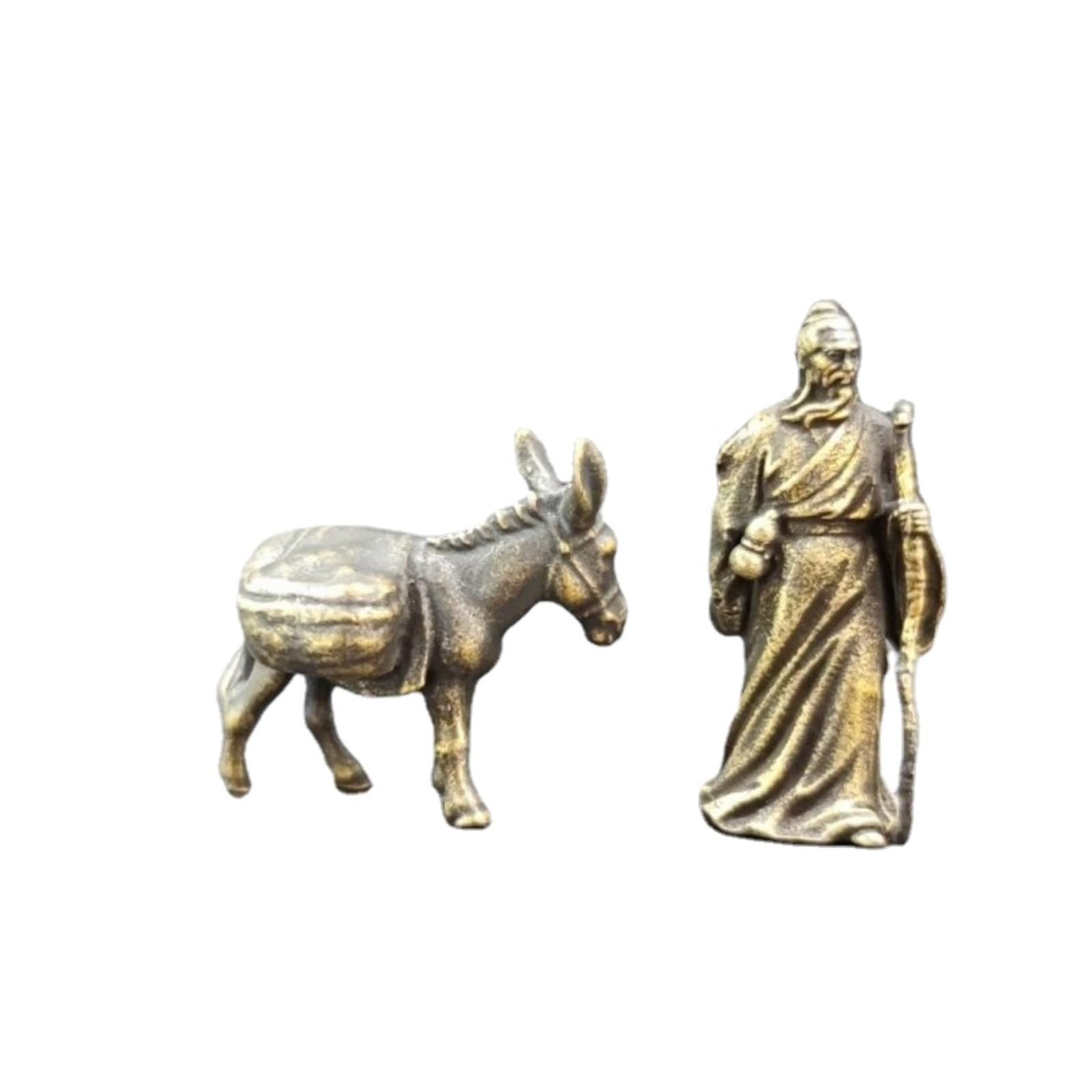 NGDFGR Black Handmade Creative Copper Old Man And Donkey Figurine, Brass Interesting Animal Figure Miniature Statue Sculpture Garden Bonsai Rockery Basin Art Micro Landscape Dec