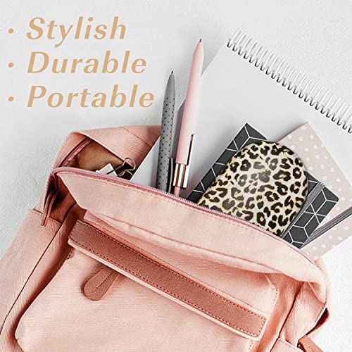 Image of MoKo Double Eyeglass Case, Contact Lens Case with Mirror Tweezers Remover, 2 in 1 Double Sided Portable Contact Lens Box Holder Container Storage Kit Sunglasses Pouch for Men & Women, Leopard