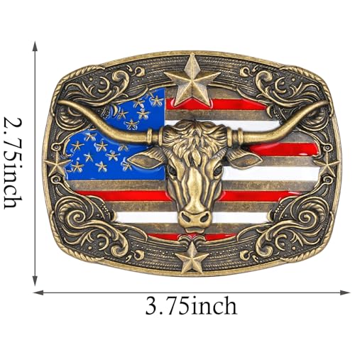 Image of Cowboy Belt Buckle for Men Longhorn Bull Belt Buckles Men Vintage Texas Buckle for Women Cowboy Cowgirl Belt Buckle