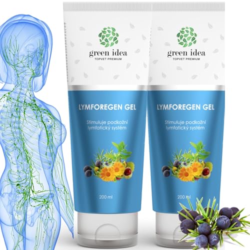 Green idea - Gel LYMFOREGEN - Crema linfodrenaggio gambe anticellulite - Stimola il sistema linfatico con 15 erbe e oli essenziali - pressoterapia linfodrenaggio - Formula attiva 2 x 200 ml