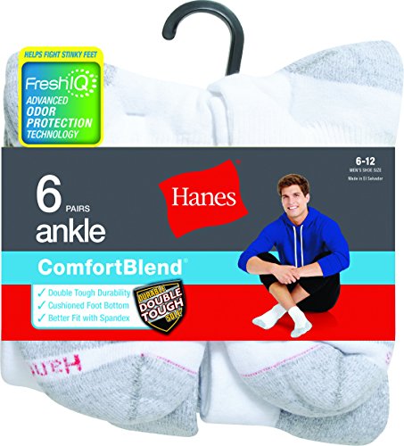 Hanes Men's Performance Ankle Socks, 6-Pair Pack2