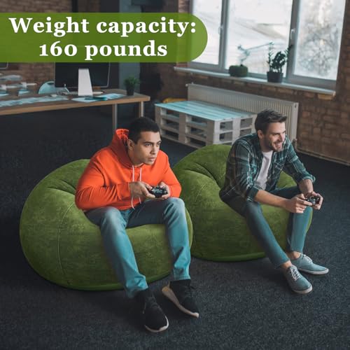 Image of Realspring Inflatable Bean Bag Chairs Outdoor Blow up Camping Chairs Inflatable Lazy Sofa Folding Portable Bean Bag Loungers Couch for Movie Night(Dark Green,12 Pcs)