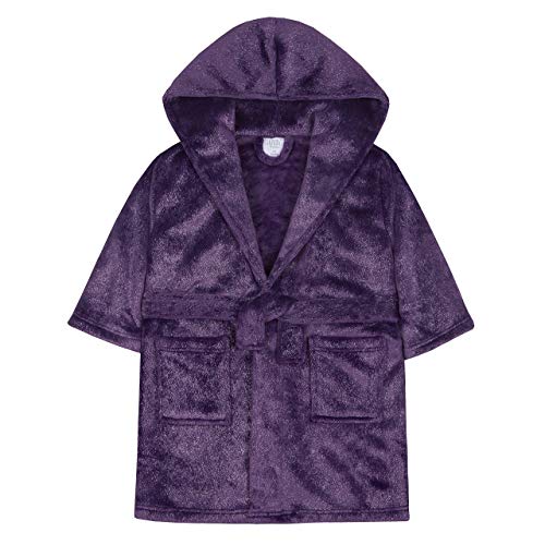 Girls Silver Fleck/Glittery Plush Fleece Dressing Gown (4-5 Years, Purple)