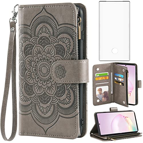 Coque Samsung Note 20 Ultra 5G Asuwish étui portefeuille gris avec protège-écran