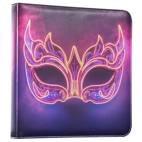 Álbum de Fotos DIY Autoadhesivo con patrón de Máscaras de Carnaval. Encuadernación de 3 Anillos, 40 páginas, tamaño 11.8 x 11.2 pulgadas para memoria miniatura 1