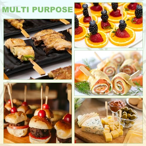 300PCS Bamboo Skewers for Appetizers 4.7 Inch Bamboo Sticks Wooden Paddles Picks Fancy Toothpicks for Appetizers BBQ Skewers Cocktail Food Picks for Fruit Grilling Charcuterie Boards Accessories