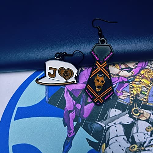 Jjba Kujo Jotaro Earrings Anime Jojos Dangle Earrings Hypoallergenic Jewelry Cosplay Asymmetrical Earring Merch Gifts For Girls Teens Women Men #TOP3