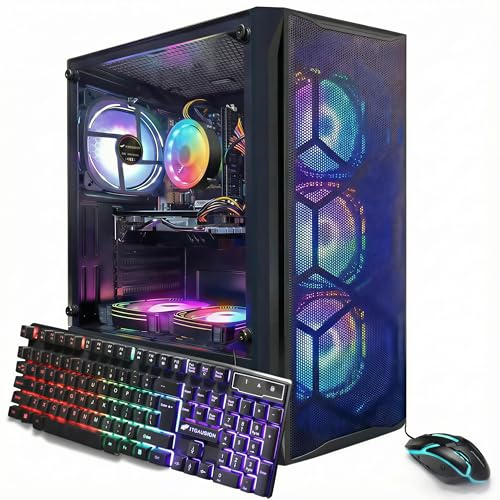 Image of STGAubron Gaming Desktop PC, Radeon RX 5700 8G, Intel Core i5 up to 3.6G, 16GB RAM, 512GB SSD, WiFi 6, BT 5.0, RGB Fan x 6, Windows 11 Home