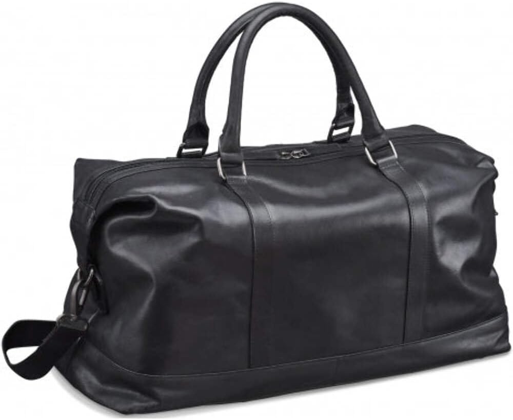 Top Grain Oily Waxy Buffalo Leather Carry-on Duffle Bag, Brown, 20" x 10" x 12"