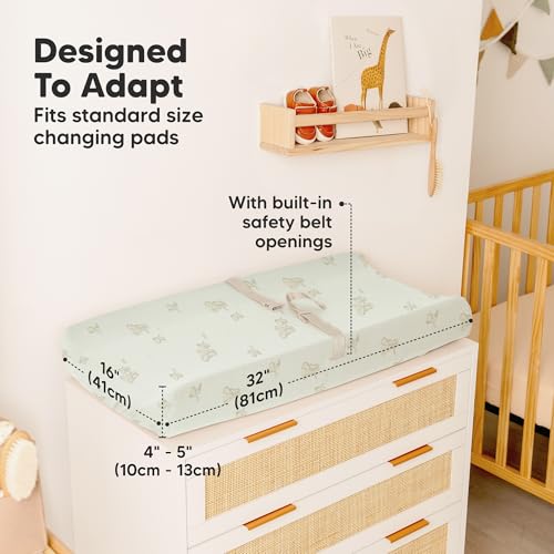 Image of 2-Pack Waterproof Changing Pad Covers Boy, Girl, 32x16 (Elly) | Soft Diaper Changing Table Pad Cover, Baby Changing Pad Sheets, Contour Changing Pads Liners, Gender Neutral, Nursery Dresser