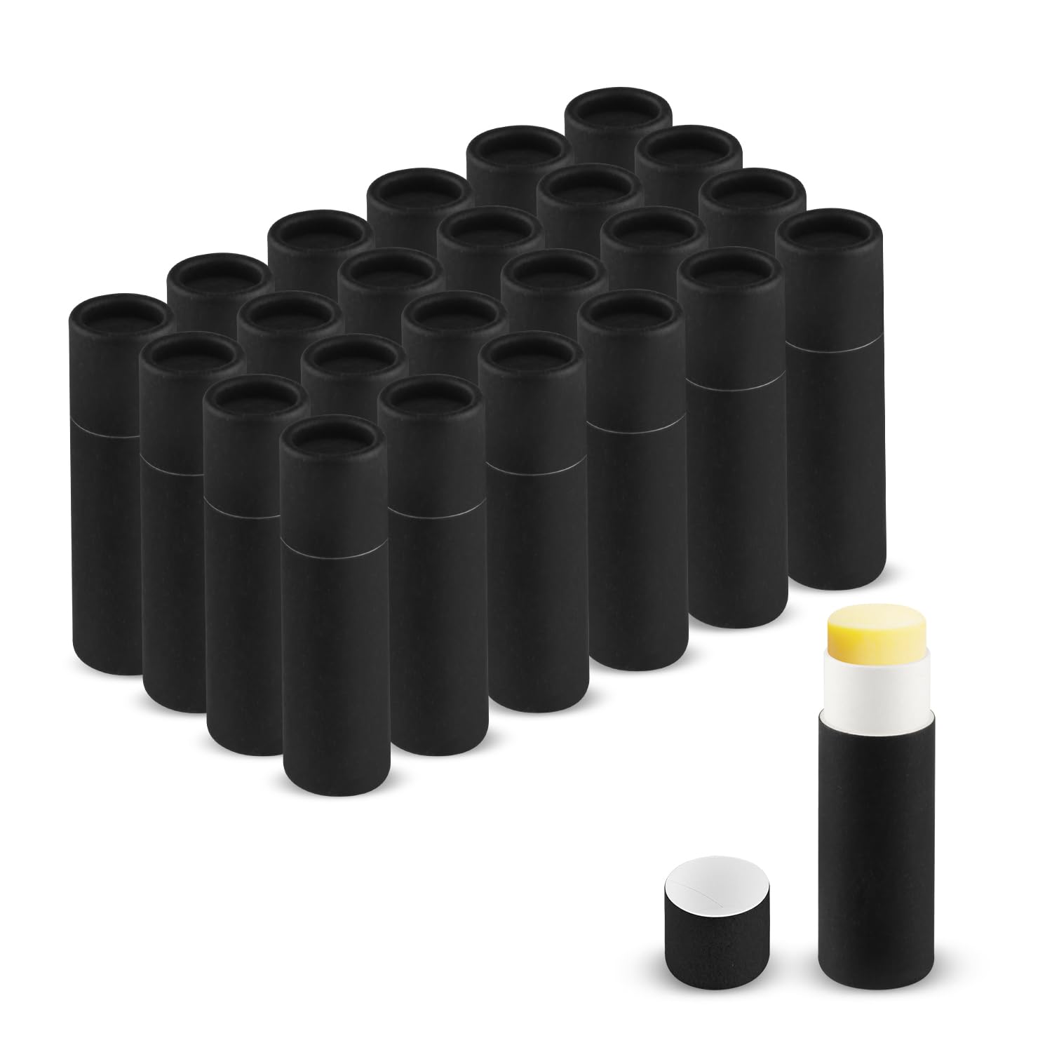 25 recipientes vacíos de papel kraft negro de 7 g, recipientes redondos de cartón para pintalabios de perfume sólido, ungüento, desodorante, loción, muestra