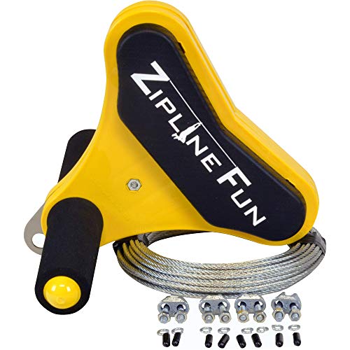 Adventure Parks Zip Line Fun ZL35 Zip Line Ride On, 35', Yellow Trolley