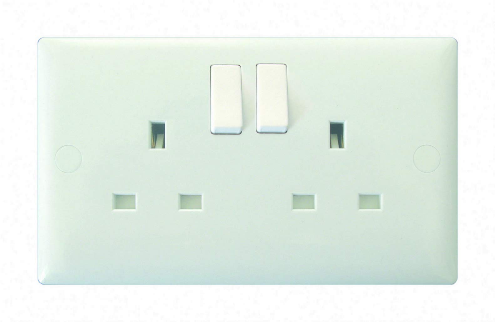 Varilight White 2 Gang (Double), 13 Amp Double Pole Switched Socket, Moulded Bevel - Xo5w