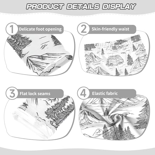 Girls Leggings Vintage Hand Drawn Camping Toddler Girls Clothes Leggings for Girls Toddler Girls Leggings 3-4T3