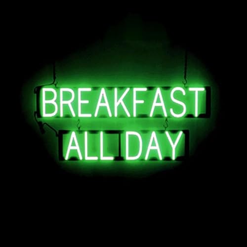 Miniatura 13 de SpellBrite Letrero de desayuno y almuerzo para restaurantes Letreros relacionados con el brunch con aspecto de neón, luz LED roja 35.1 x 15.0