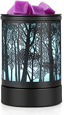 inrorans Black Metal Electric Wax Warmer Wax Burner with 7 Colors Cycle LED Light PTC Heating Element,Silicone Tray for Home Hotel Gift (Sunset Lakeside)