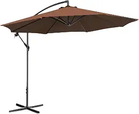 Ombrelone Lateral Suspenso 3m Guarda Sol Piscina Jardim Kauai Marrom