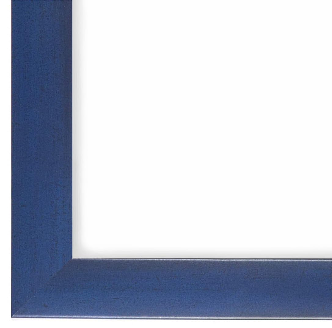 DR24 50x100 Bilderrahmen (Dunkelblau) nach Maß, 35 mm breiter MDF Holzrahmen inkl. entspiegelter Anti-Reflex Kunstglasscheibe, stabiler Rückwand, Biegestiften und Aufhängern